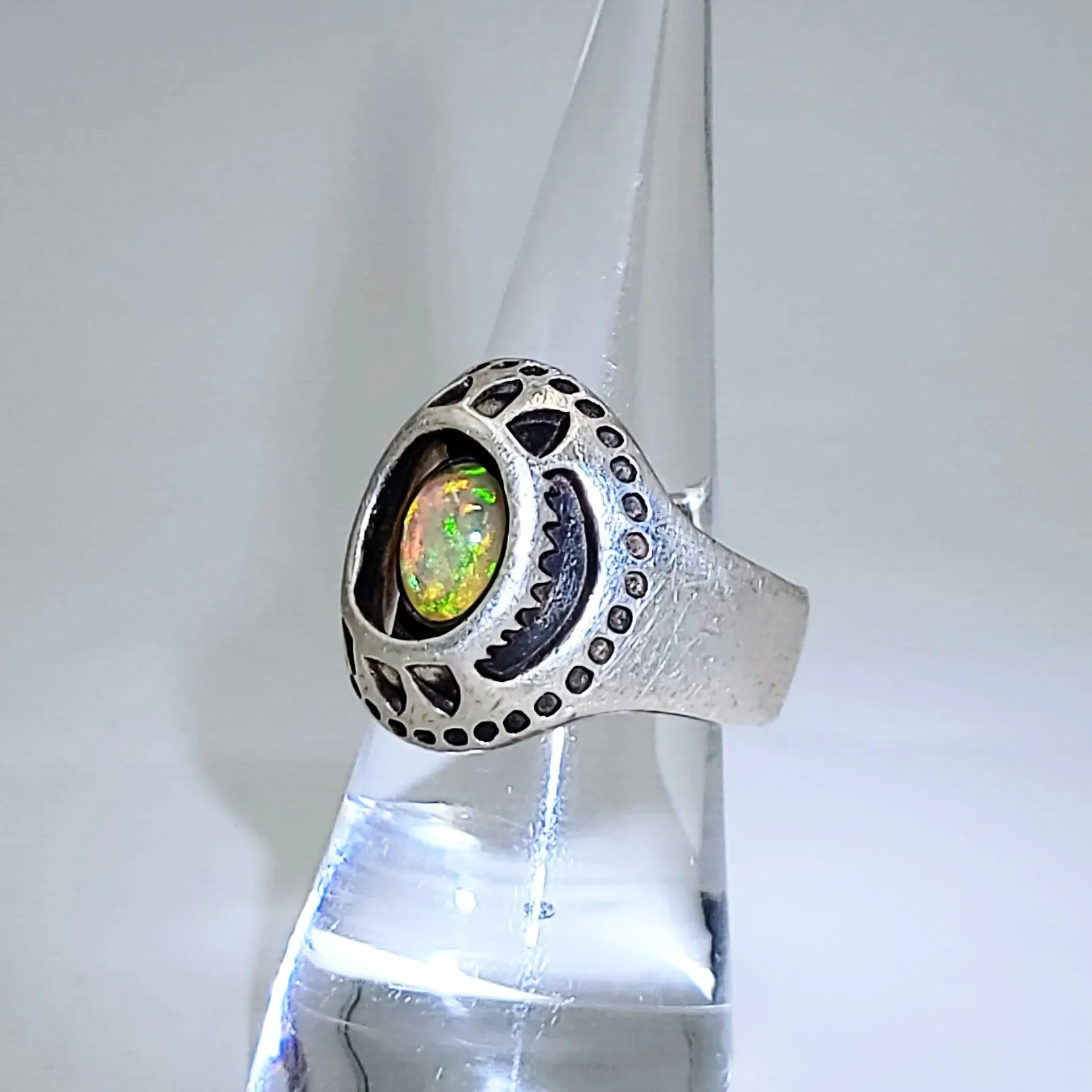 Opal Ring 2.5 ct Sterling Silver Band .999