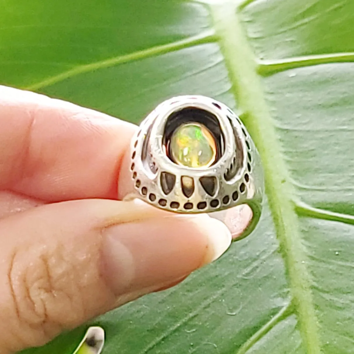 Opal Ring 2.5 ct Sterling Silver Band .999