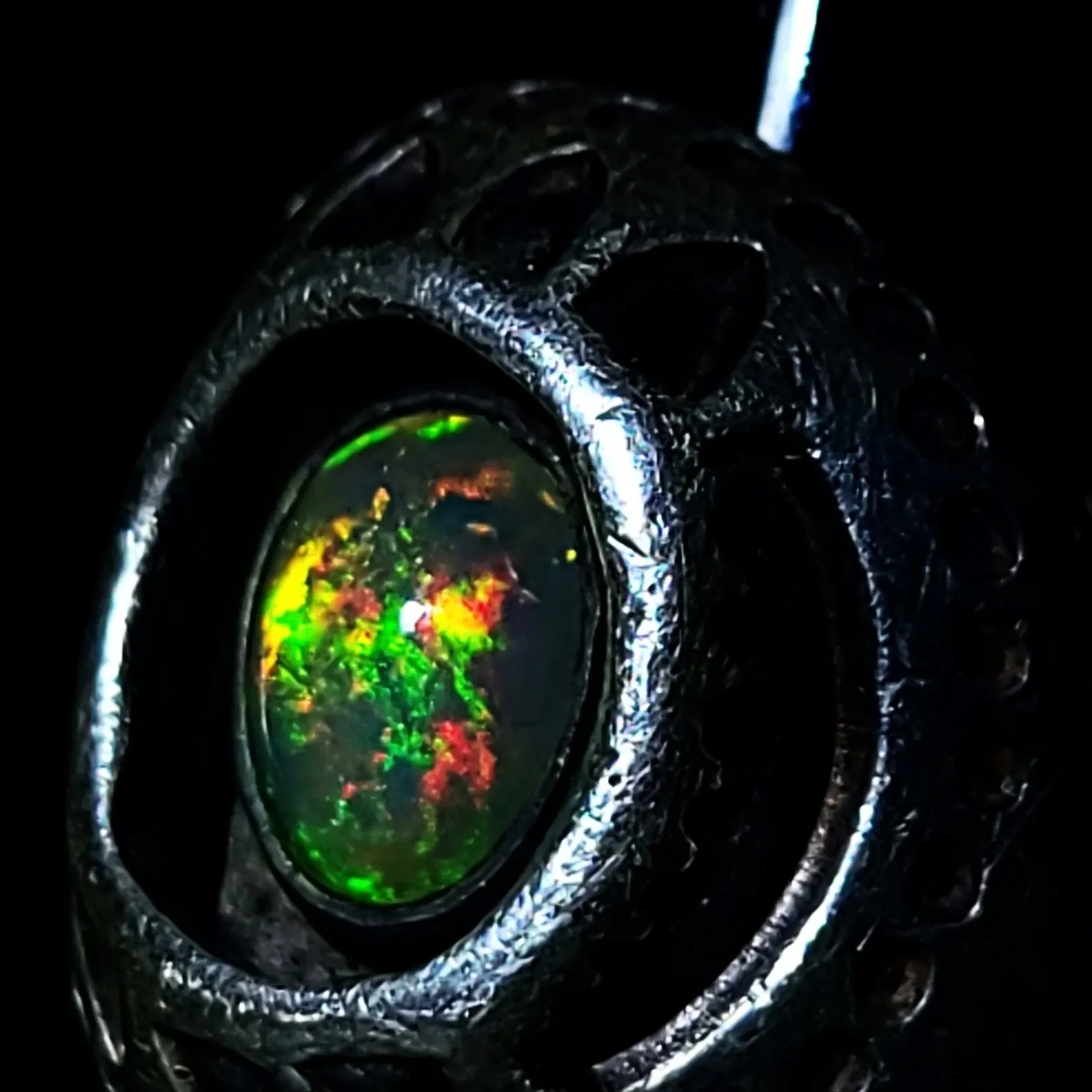 Opal Ring 2.5 ct Sterling Silver Band .999