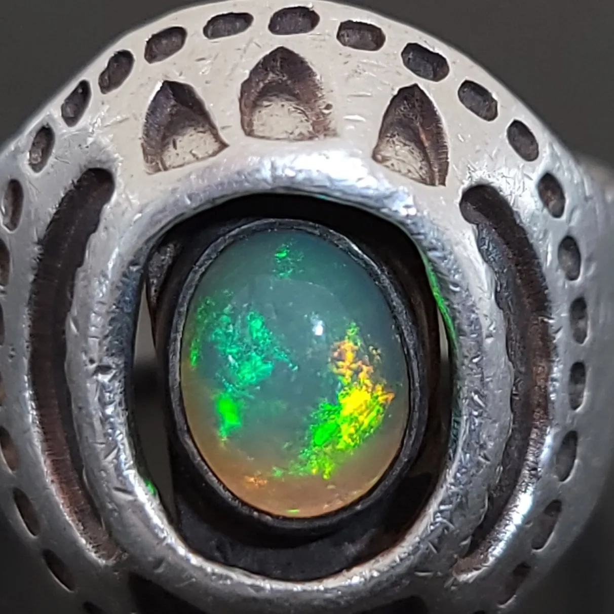 Opal Ring 2.5 ct Sterling Silver Band .999