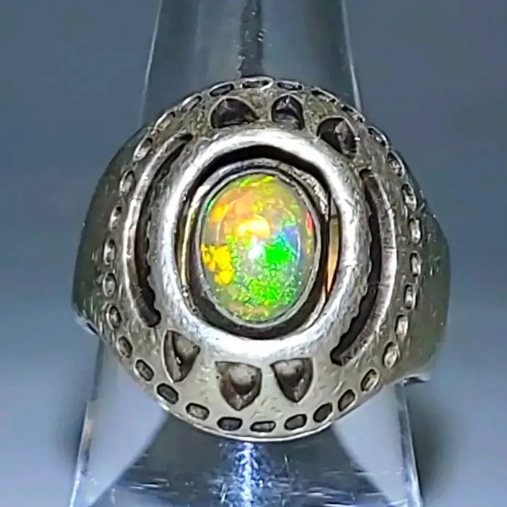 Opal Ring 2.5 ct Sterling Silver Band .999