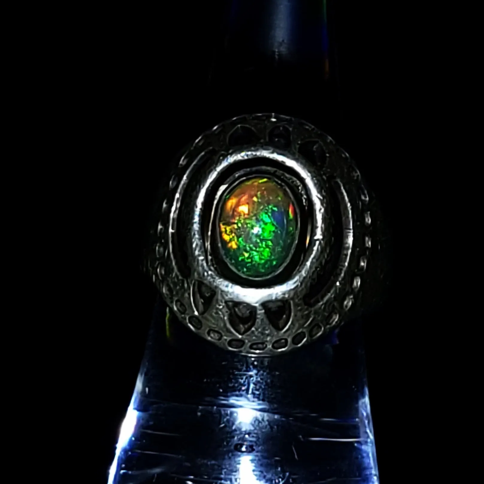 Opal Ring 2.5 ct Sterling Silver Band .999