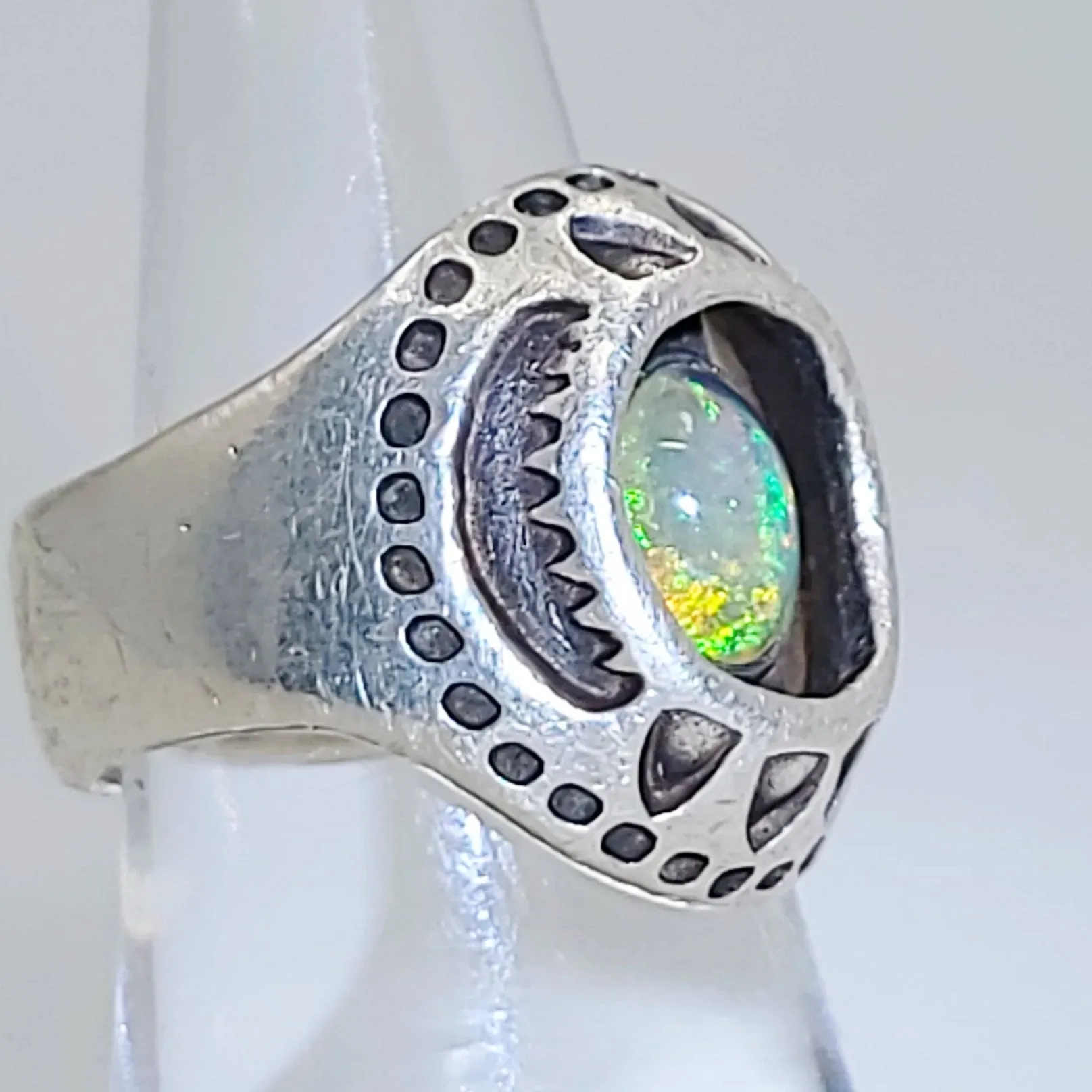 Opal Ring 2.5 ct Sterling Silver Band .999