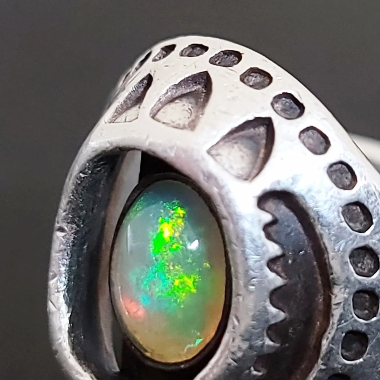 Opal Ring 2.5 ct Sterling Silver Band .999