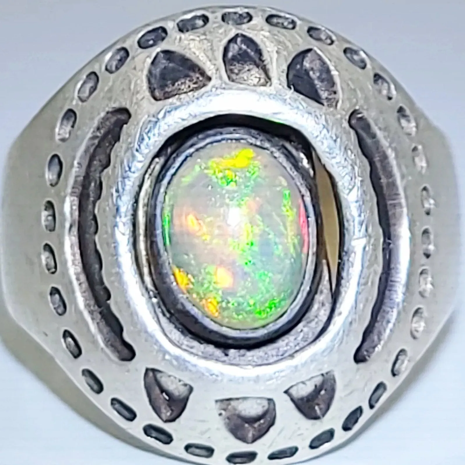 Opal Ring 2.5 ct Sterling Silver Band .999