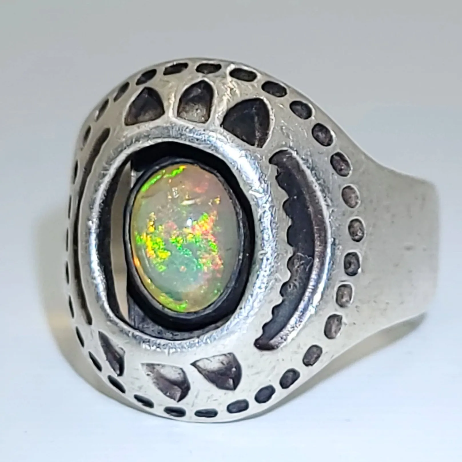 Opal Ring 2.5 ct Sterling Silver Band .999