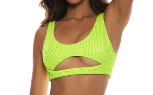 Open Front Bralette-Seamless Wavy Ruched Back Bikini