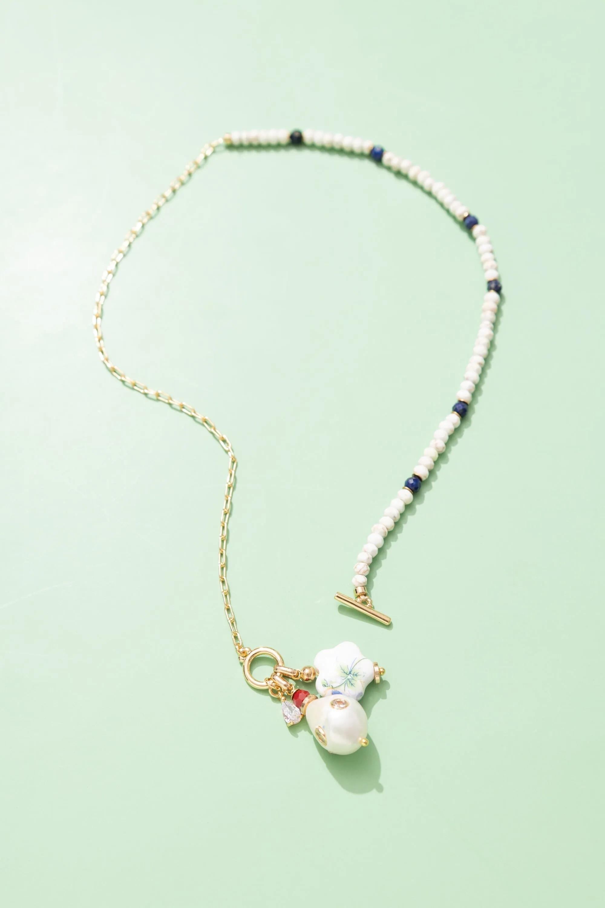 Ornate Bead Pendant Charm Necklace