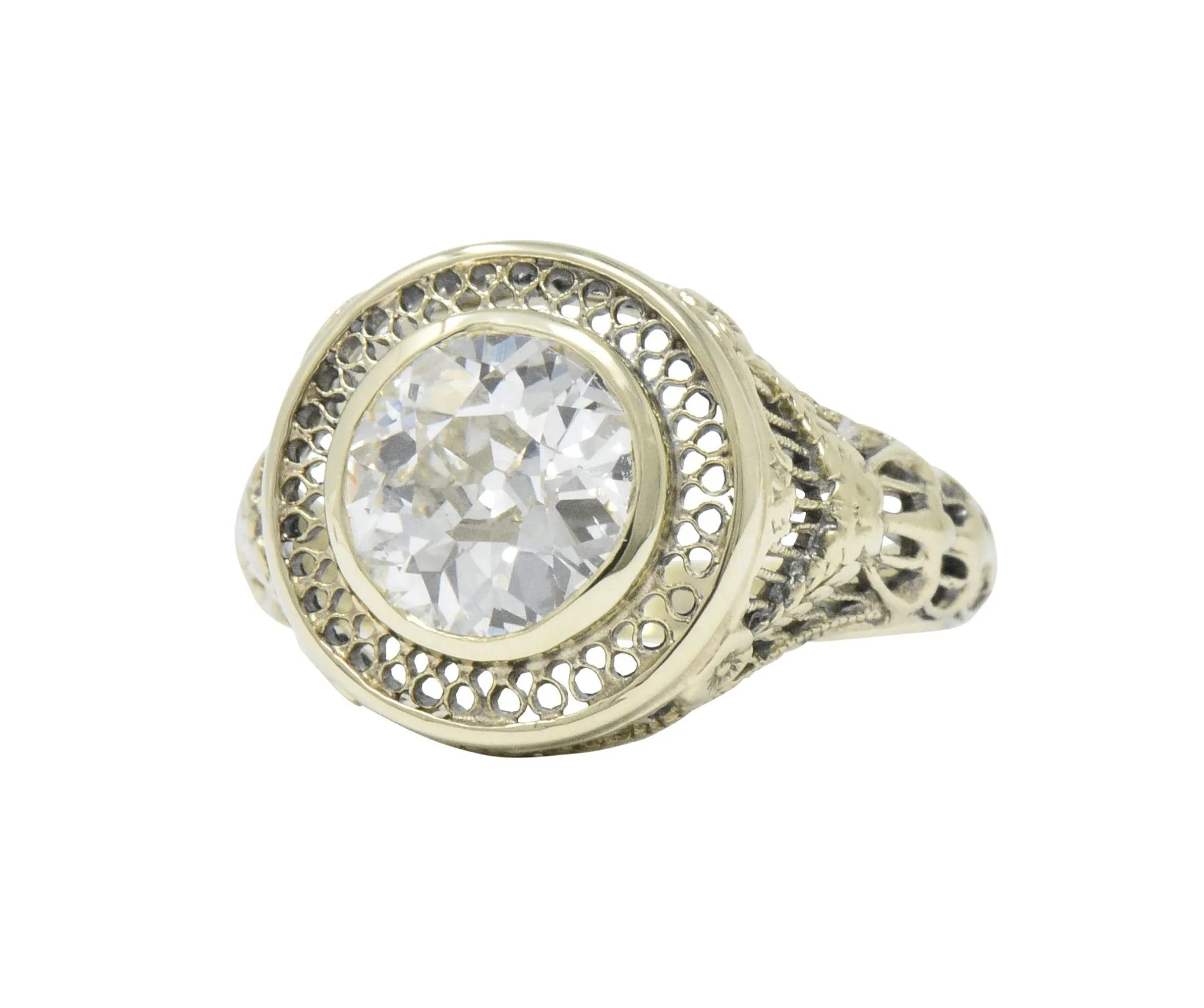 Ornate Victorian 1.61 Carats Old European Diamond 14 Karat Gold Engagement Ring GIA