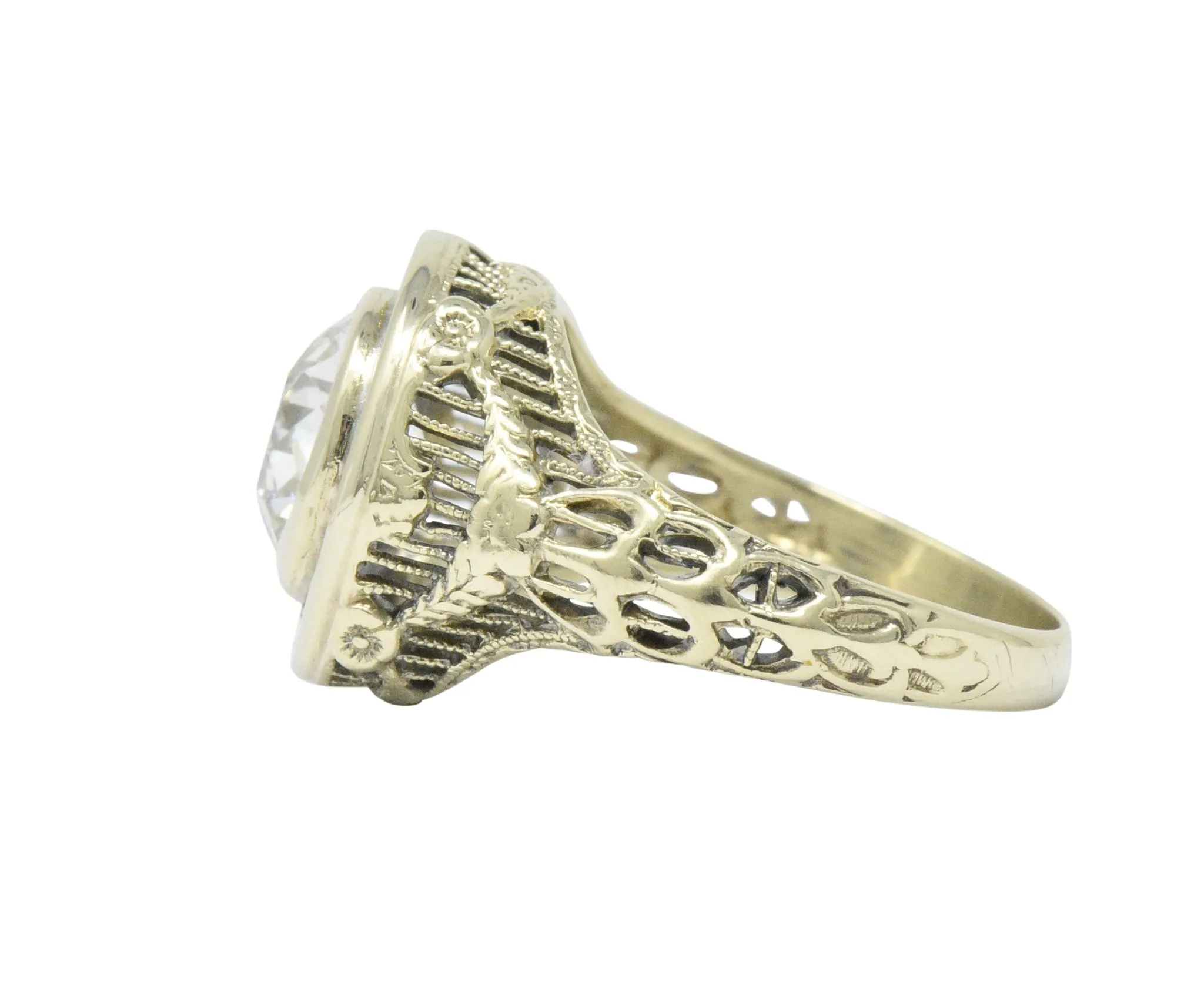 Ornate Victorian 1.61 Carats Old European Diamond 14 Karat Gold Engagement Ring GIA