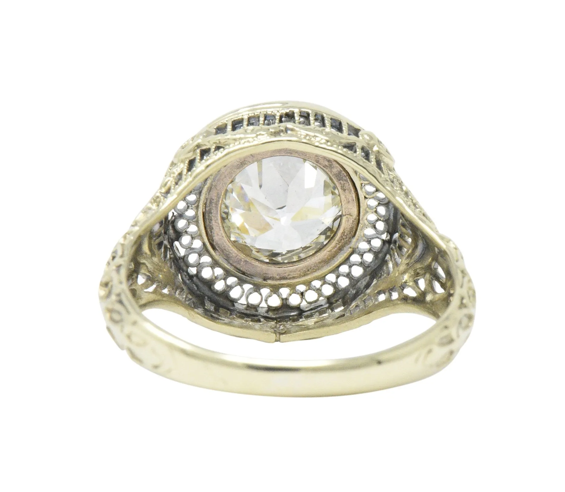 Ornate Victorian 1.61 Carats Old European Diamond 14 Karat Gold Engagement Ring GIA