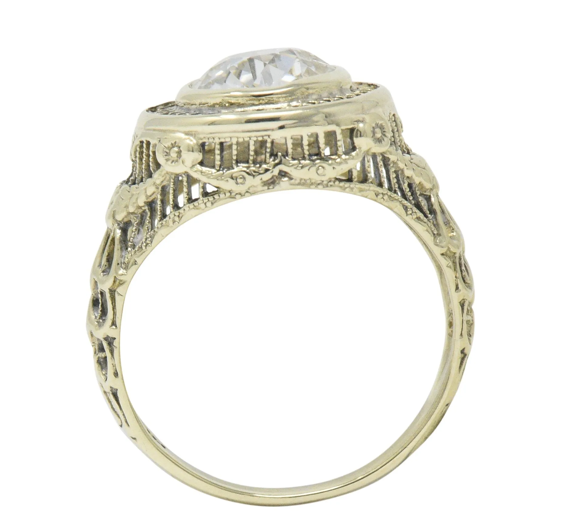 Ornate Victorian 1.61 Carats Old European Diamond 14 Karat Gold Engagement Ring GIA
