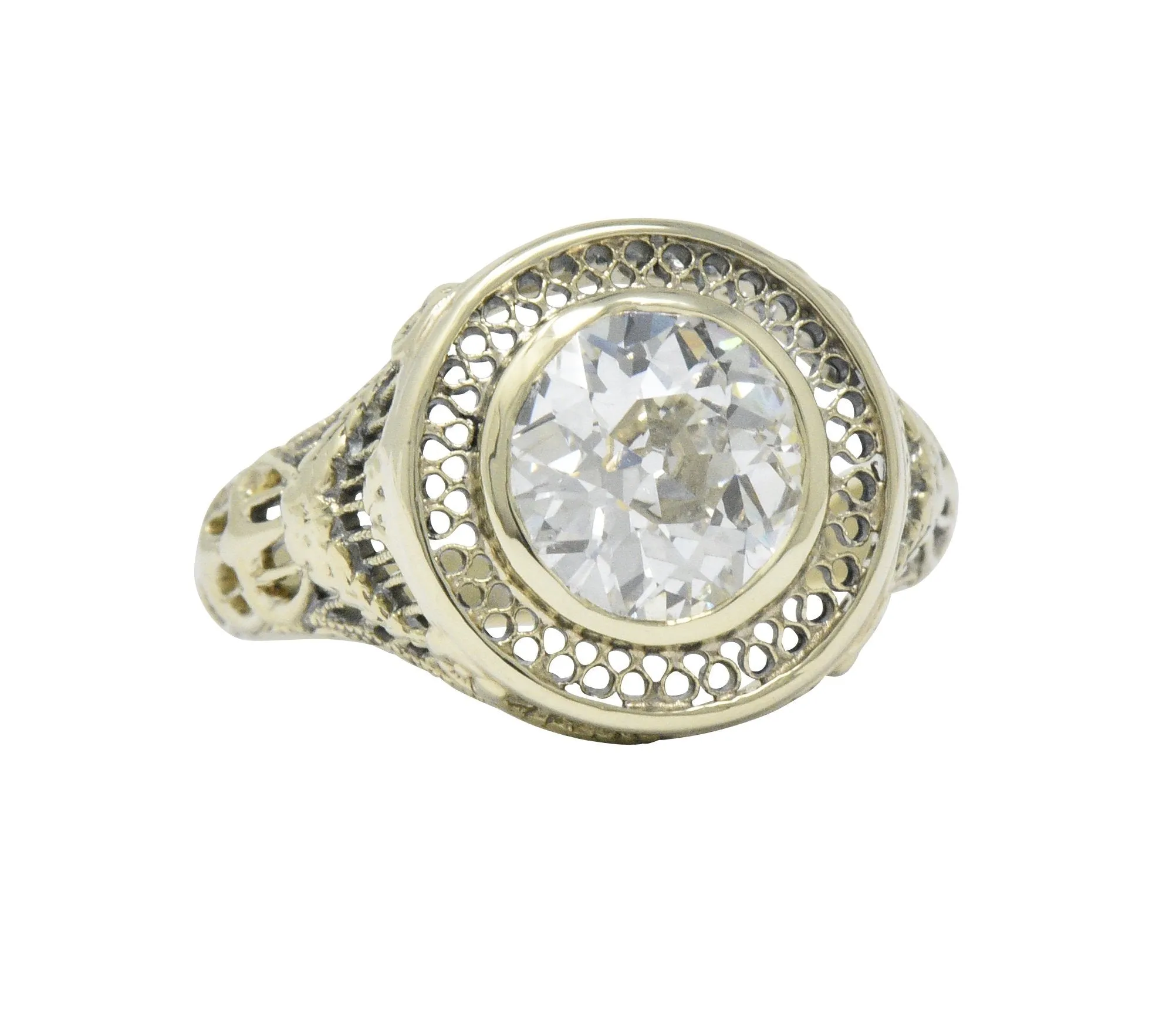 Ornate Victorian 1.61 Carats Old European Diamond 14 Karat Gold Engagement Ring GIA