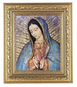 Our Lady of Guadalupe Print  in a Beautifully detailed Ornate Gold Leaf Antique Frame (Classic)