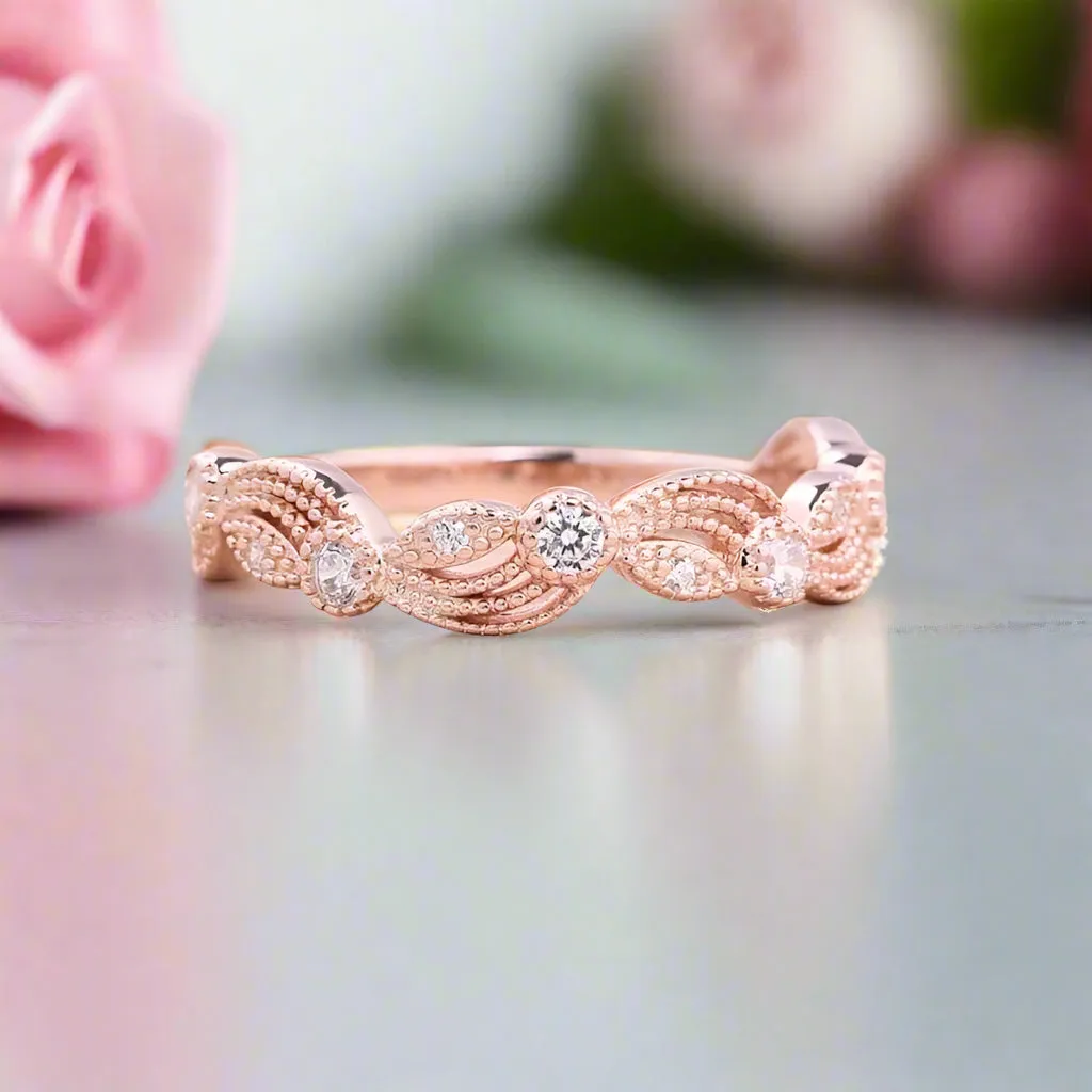 Oval Cut Clear Stone Halo Wedding Ring Set in Rose Gold