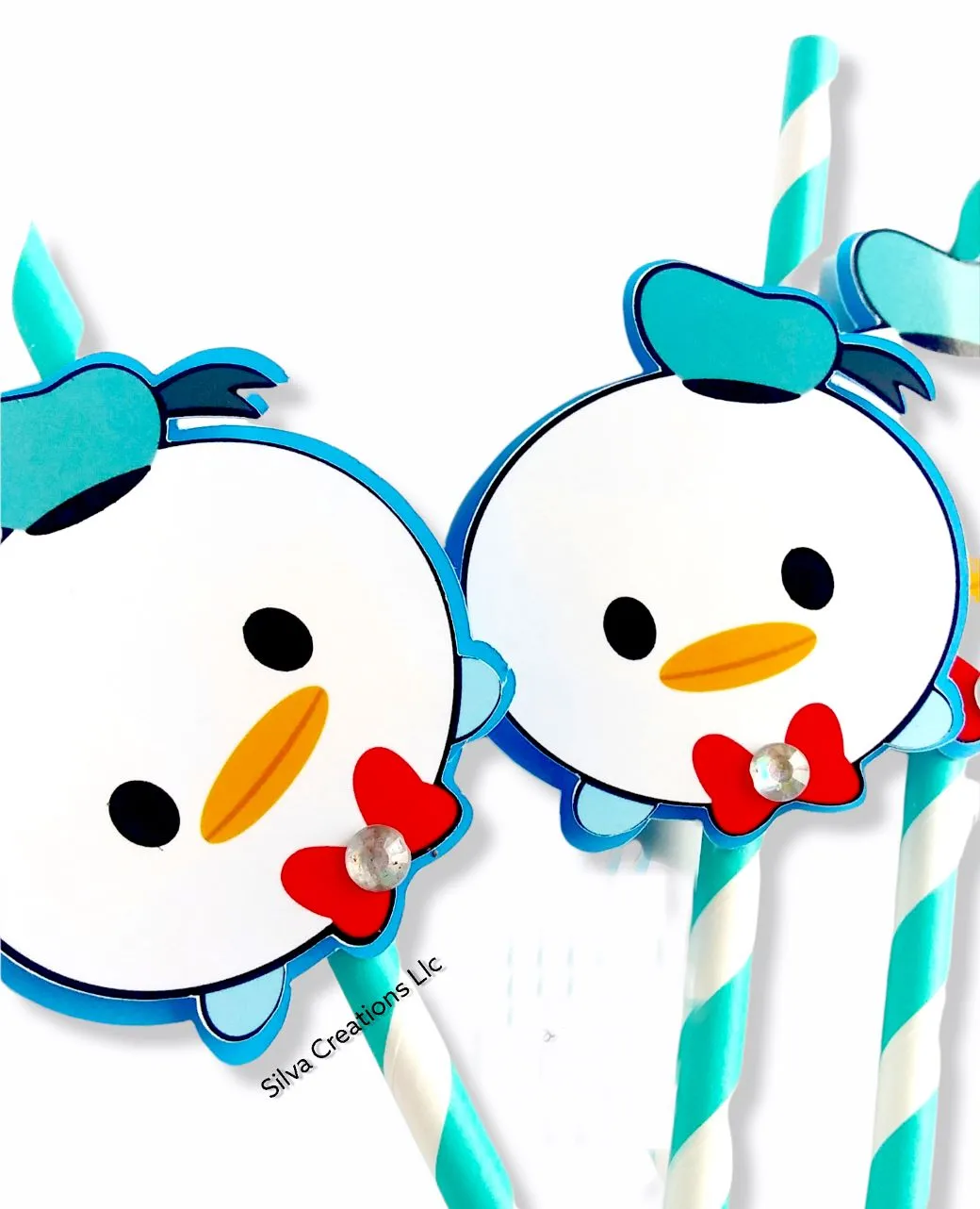 Paper Straws Donald Duck and Daisy Themed / 10 pcs,
