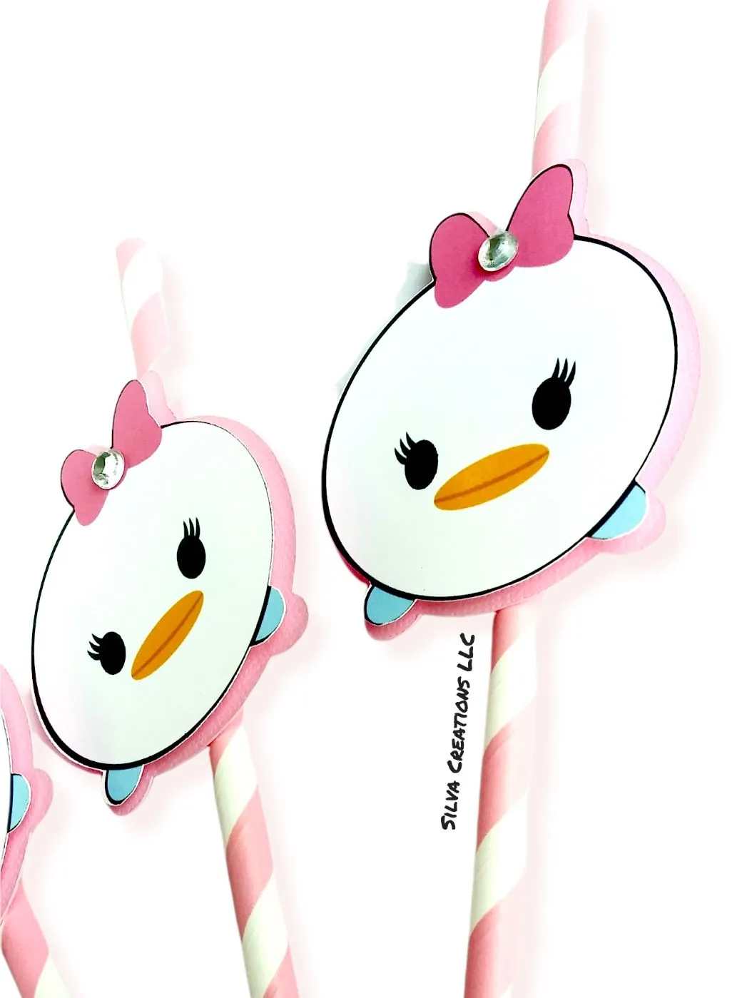Paper Straws Donald Duck and Daisy Themed / 10 pcs,