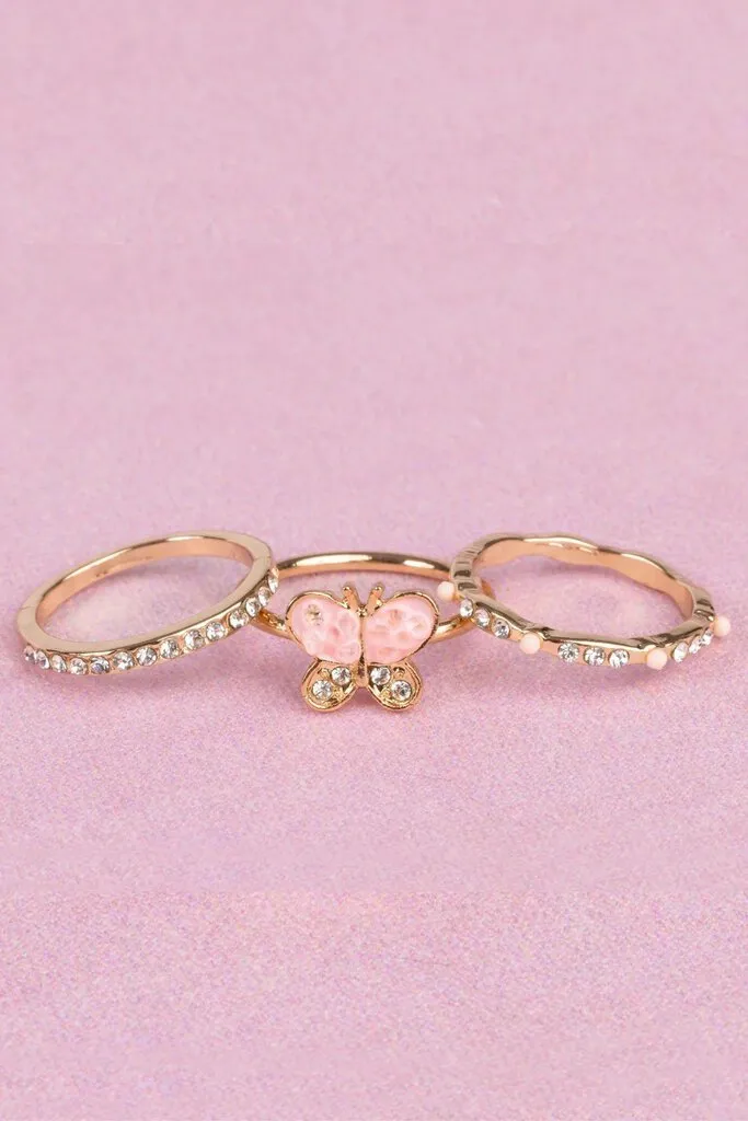 Paquet de 3 Anneaux PAPILLON Boutique Chic Butterfly Garden Rings