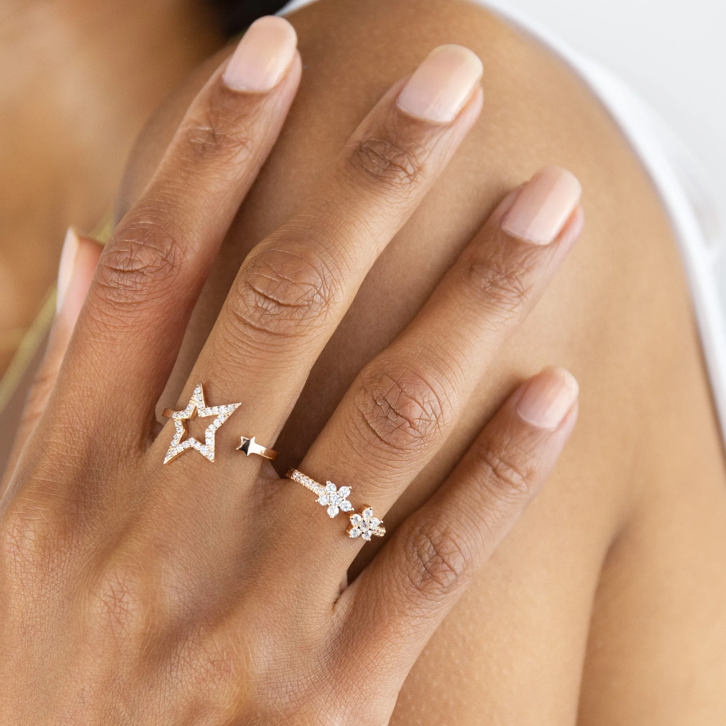 Pavé Open Star Wrap Ring