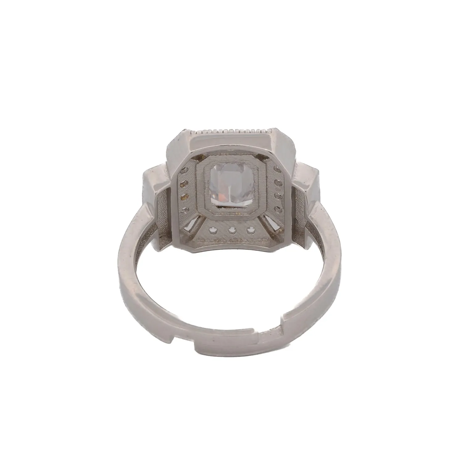 Pave Diamond & Red Enamel Sterling Silver Adjustable Statement Ring