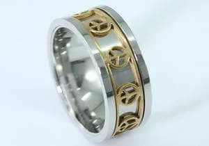 Peace Symbol Spin Men's Ring Band