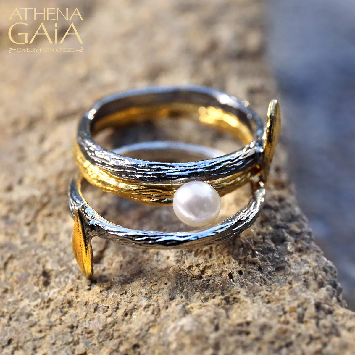 Pearl Olive Ring Set