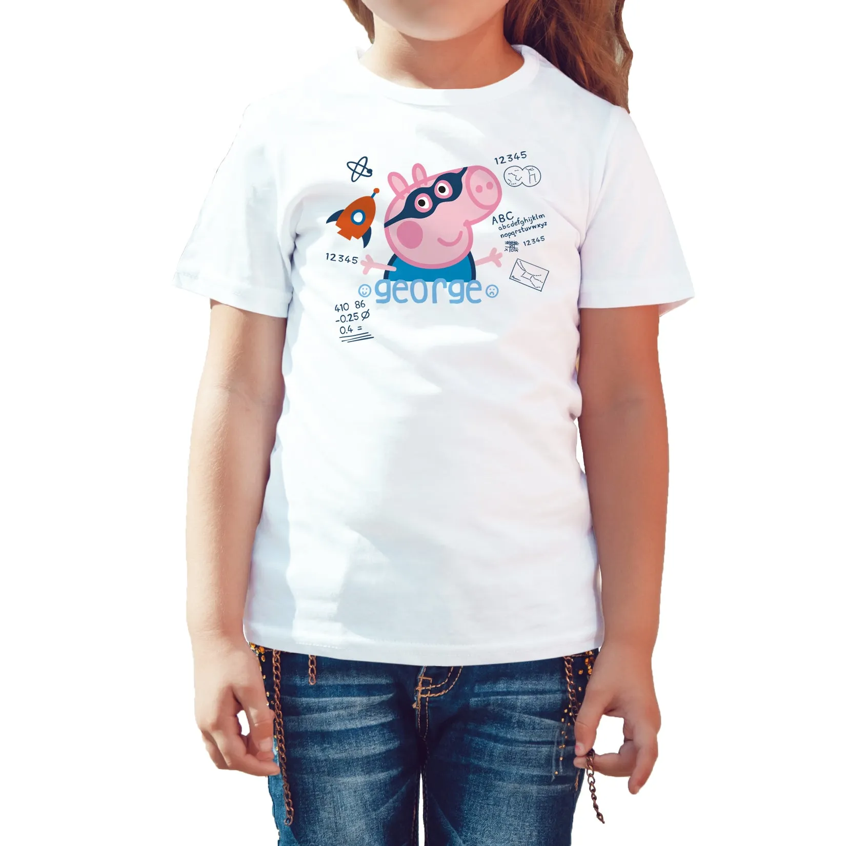 Peppa Pig George Doodle Official Kid's T-Shirt (White)