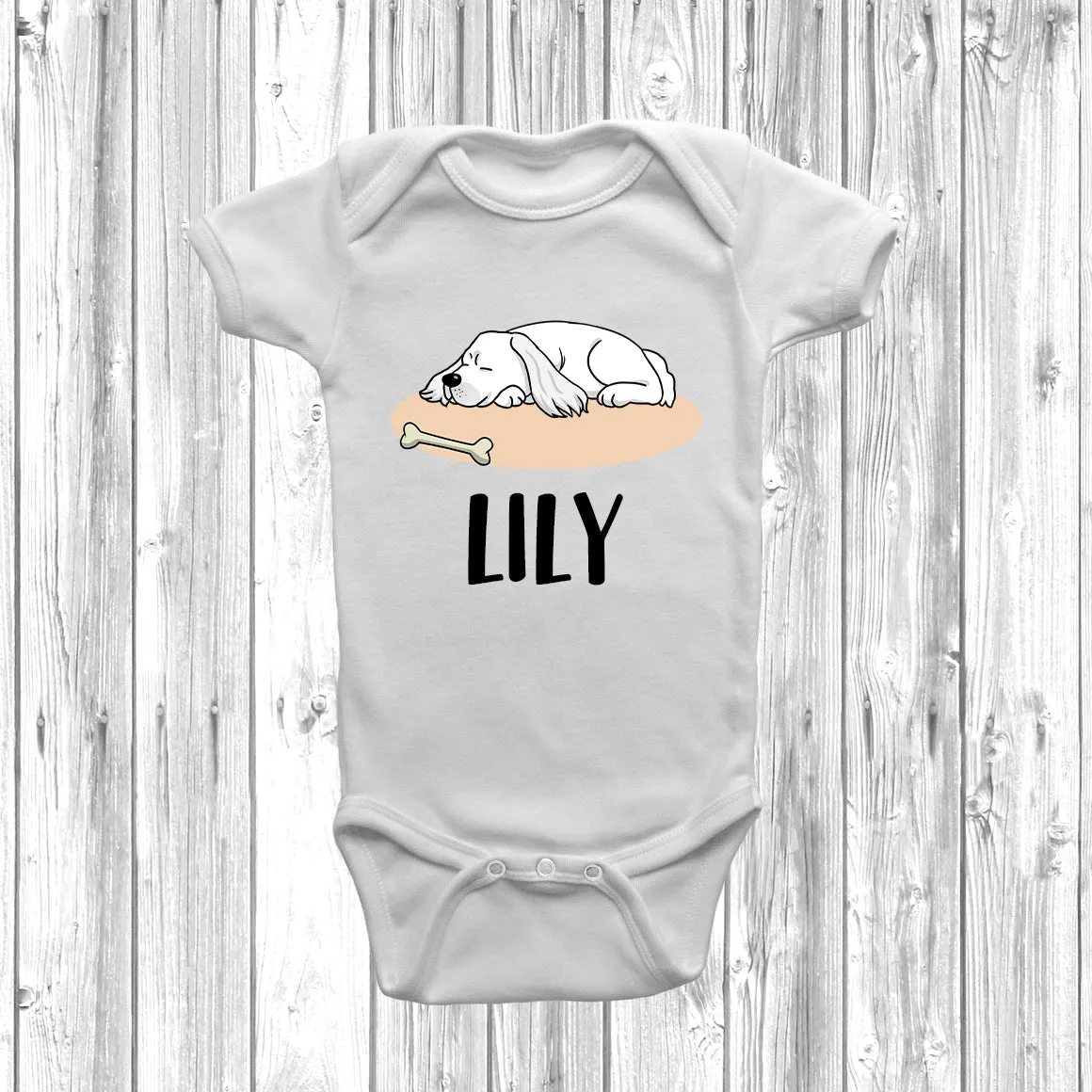 Personalised Cocker Spaniel Lazy Dog Baby Grow