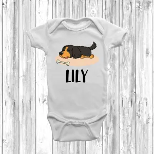 Personalised Cocker Spaniel Lazy Dog Baby Grow
