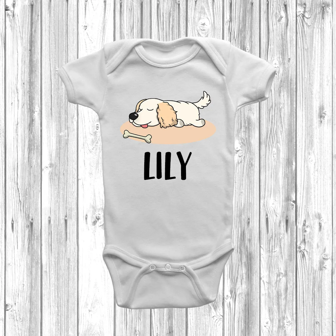 Personalised Cocker Spaniel Lazy Dog Baby Grow