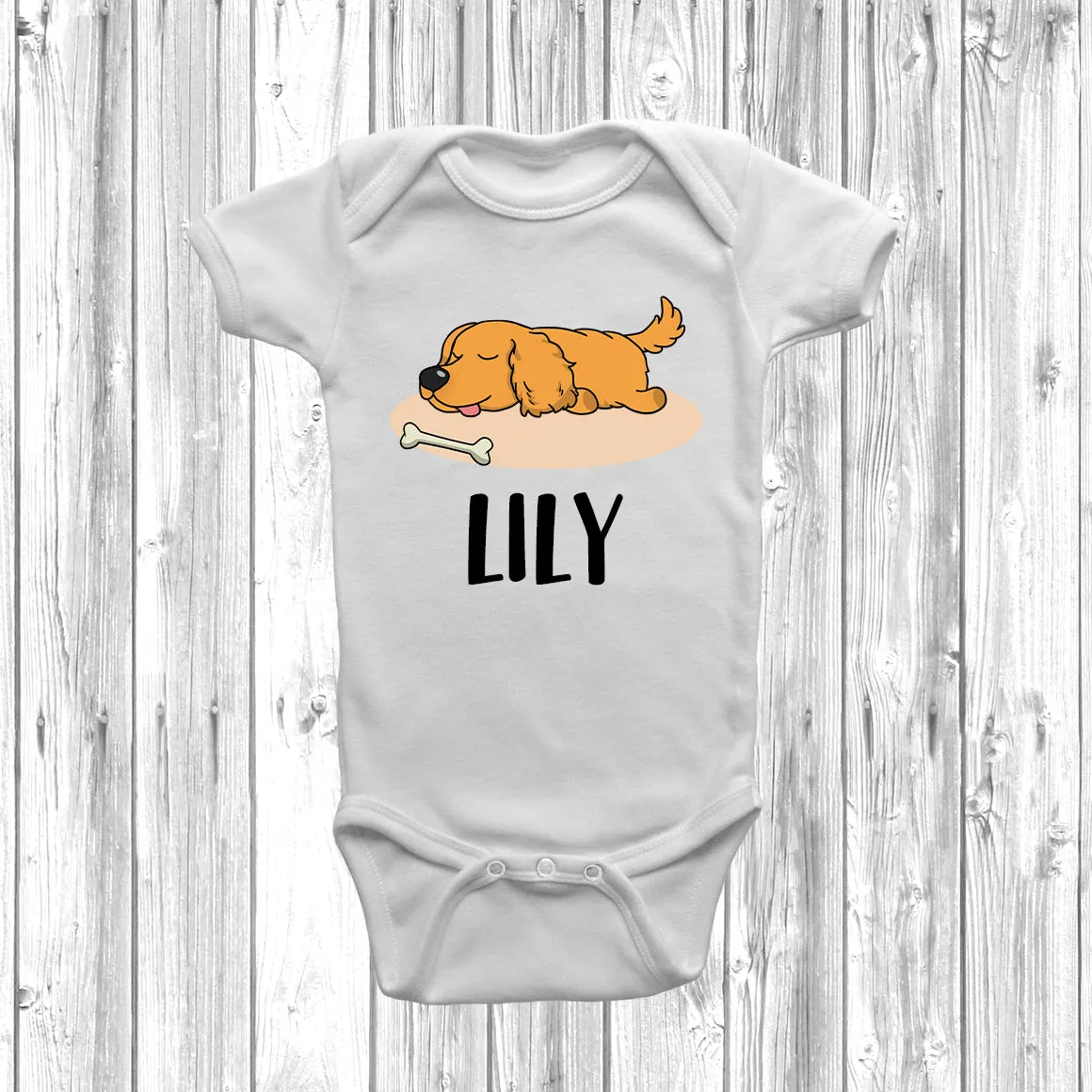 Personalised Cocker Spaniel Lazy Dog Baby Grow