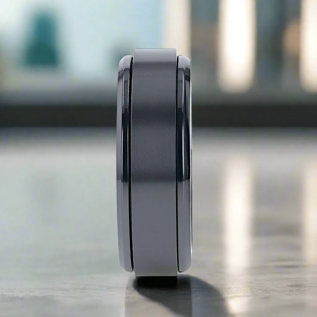 PHANTOM | Black Titanium Ring, Fidget Spinner, Beveled