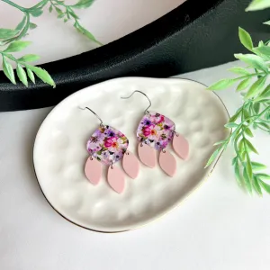 Pink and Purple Floral Diamond Earrings