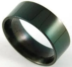 Plain Black Solid Stainless Steel Mens Ring