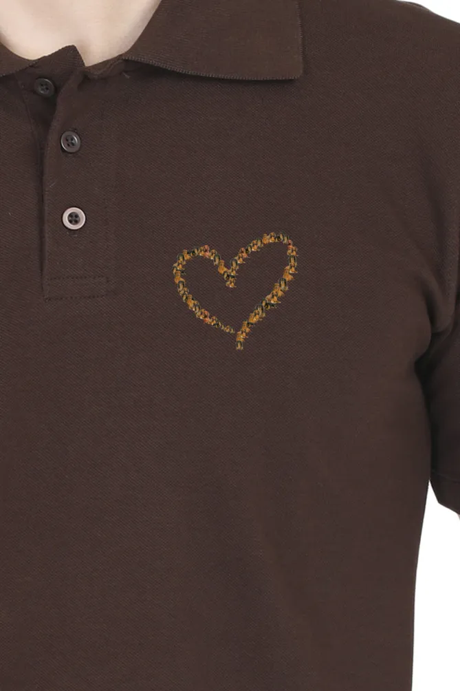 Polo Neck T-Shirt (Men) - Dachshund Hearts (11 Colours)
