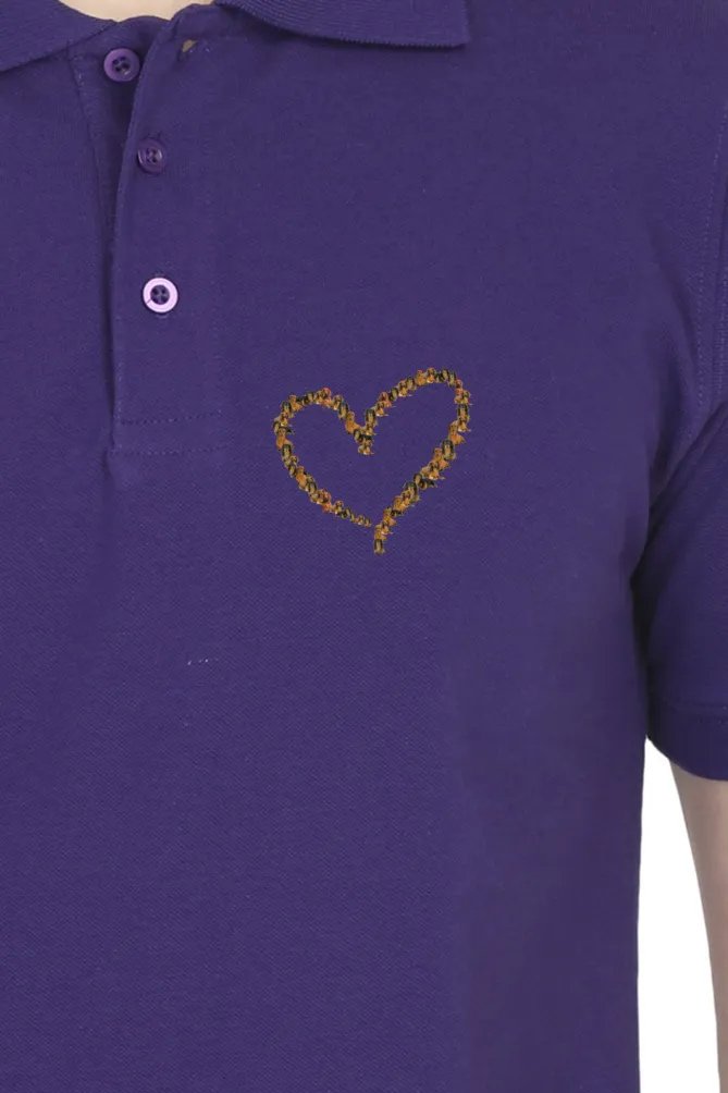 Polo Neck T-Shirt (Men) - Dachshund Hearts (11 Colours)