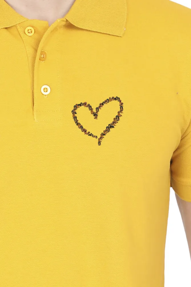 Polo Neck T-Shirt (Men) - Dachshund Hearts (11 Colours)
