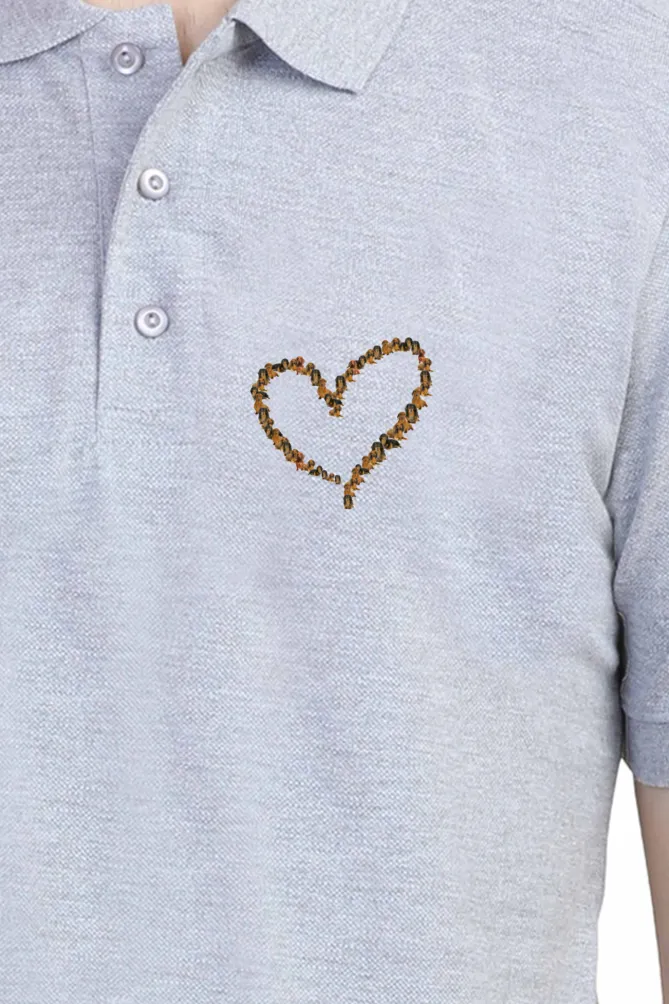 Polo Neck T-Shirt (Men) - Dachshund Hearts (11 Colours)