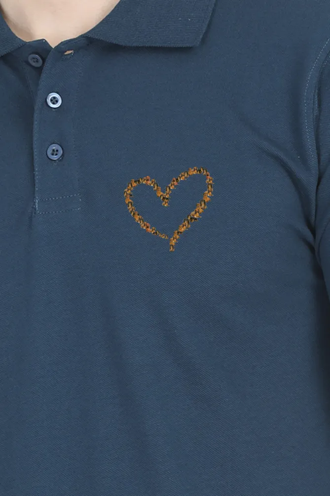 Polo Neck T-Shirt (Men) - Dachshund Hearts (11 Colours)
