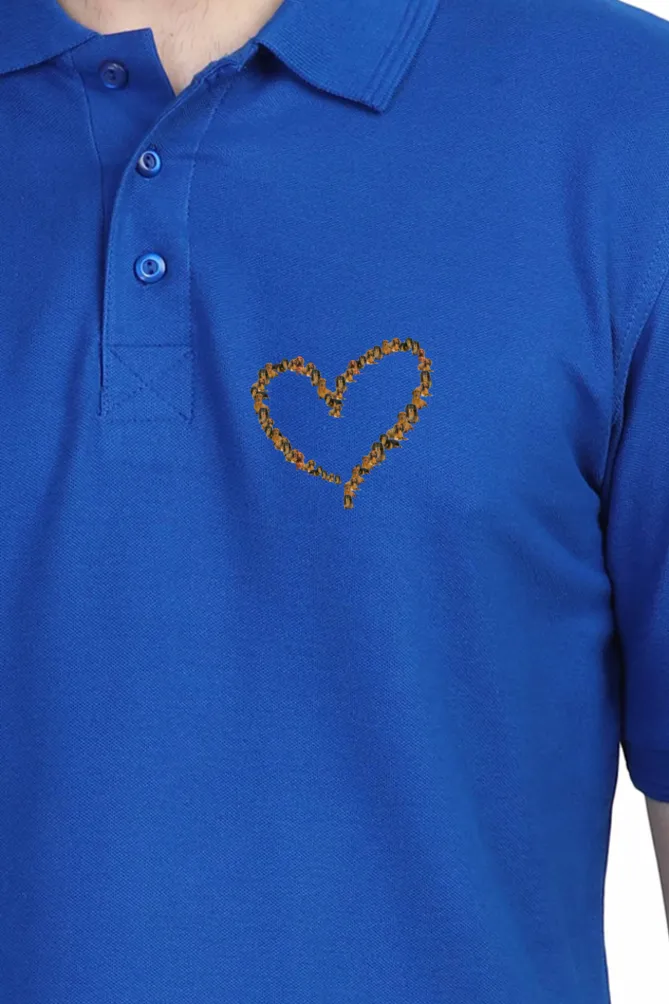 Polo Neck T-Shirt (Men) - Dachshund Hearts (11 Colours)