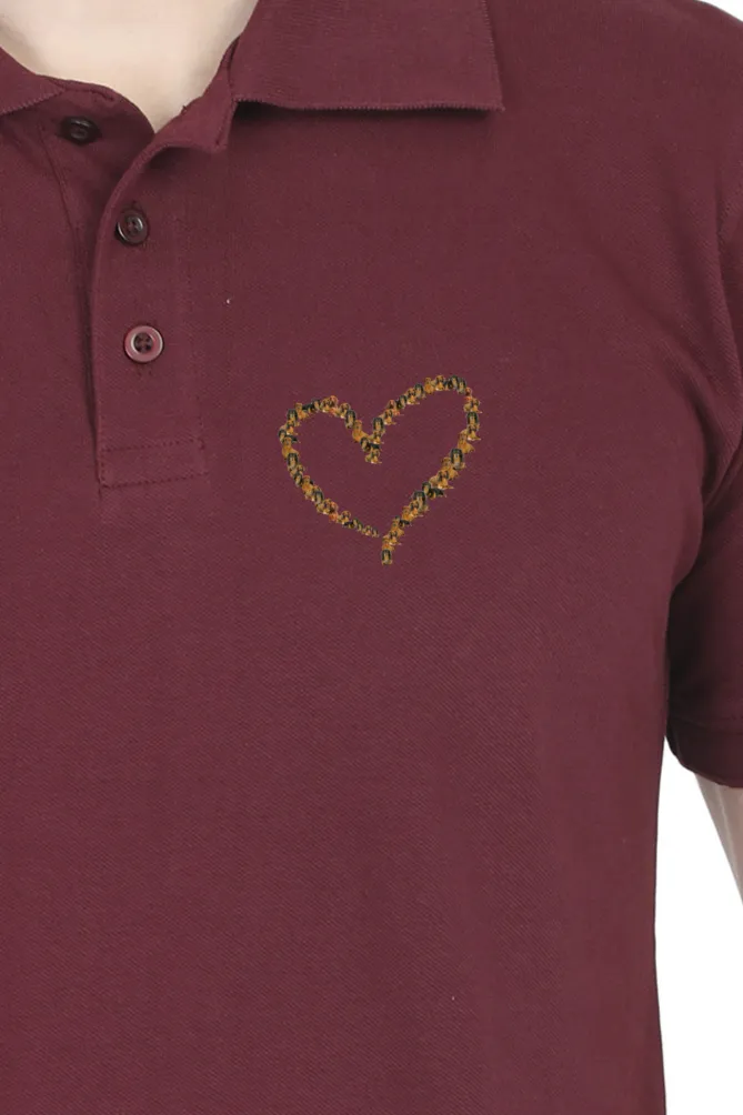 Polo Neck T-Shirt (Men) - Dachshund Hearts (11 Colours)