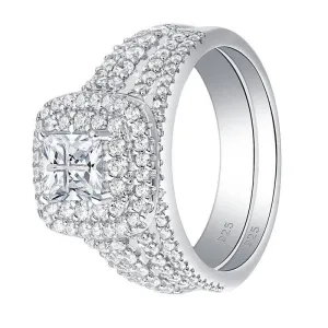Princess Cross Cut Diamond Ring Set