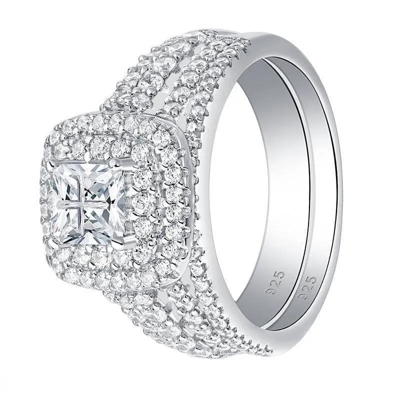 Princess Cross Cut Diamond Ring Set