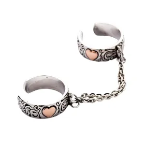 Punk Chained Heart Sterling Silver Ring