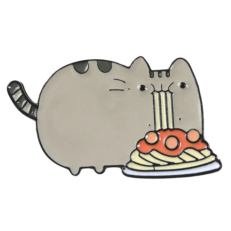 "CAT EATING NOODLES" PIN Y021404