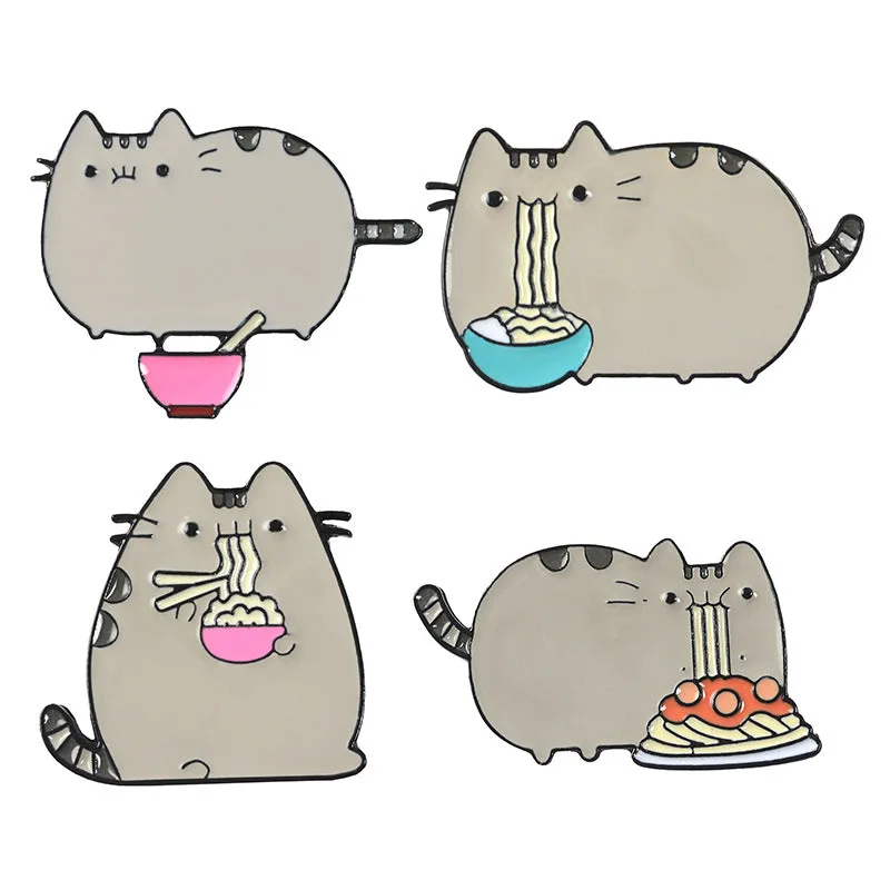 "CAT EATING NOODLES" PIN Y021404