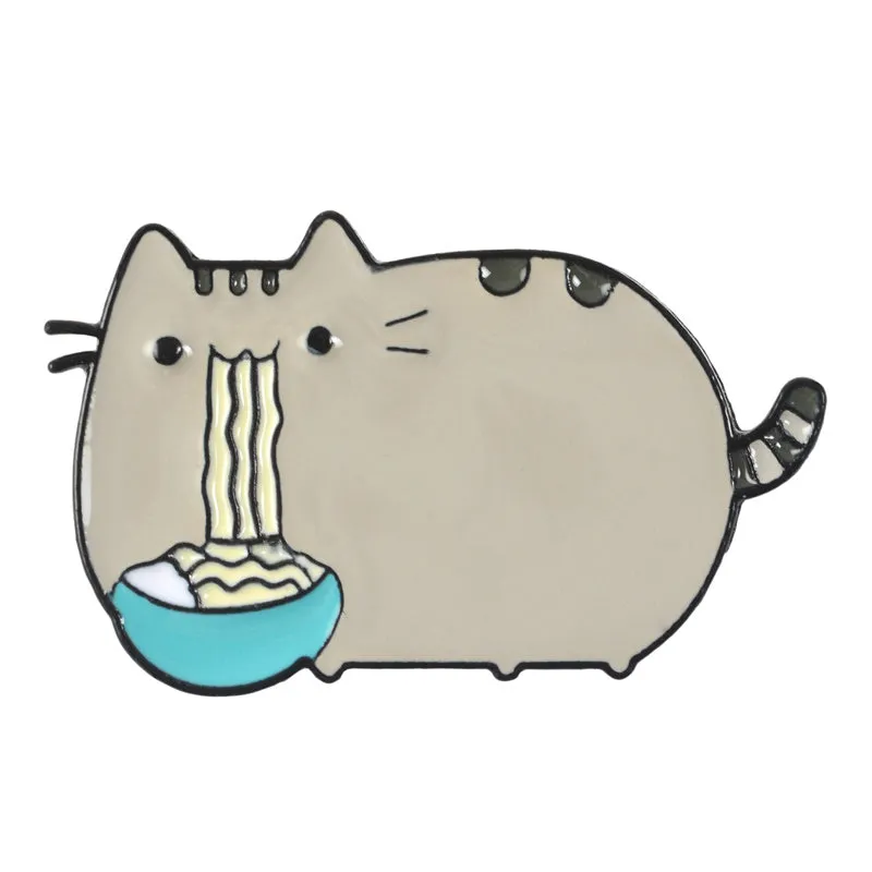 "CAT EATING NOODLES" PIN Y021404