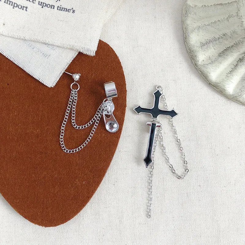 "CROSS & CHAIN" EARRINGS D042213