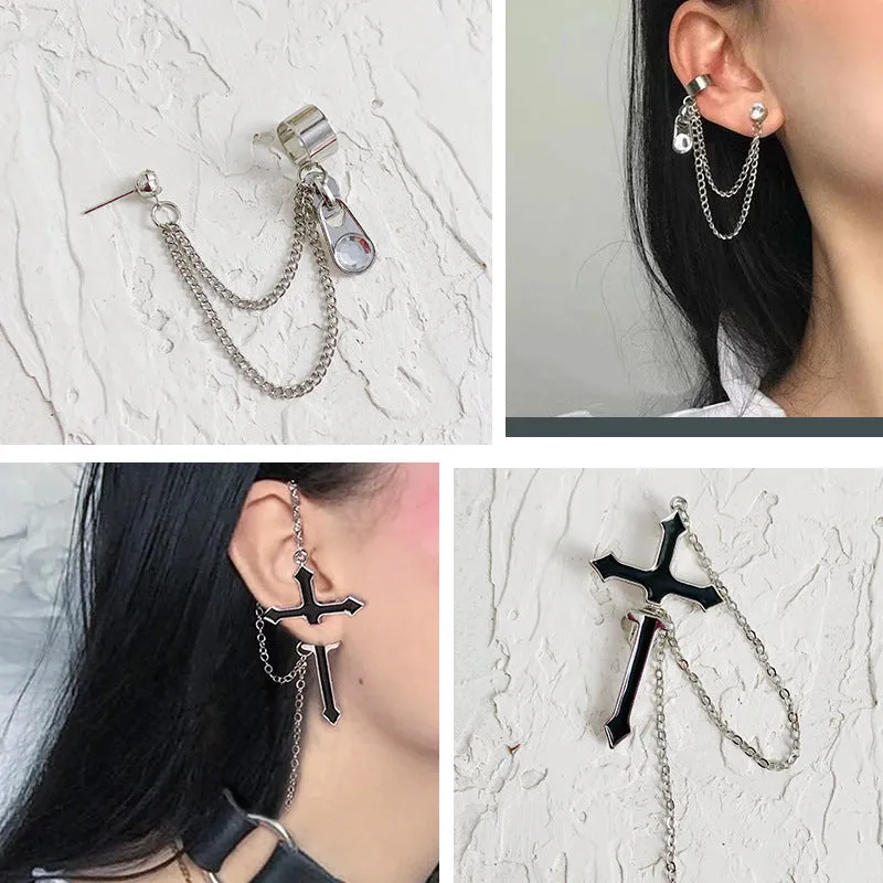 "CROSS & CHAIN" EARRINGS D042213