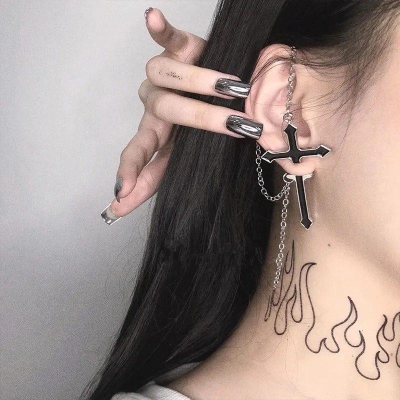 "CROSS & CHAIN" EARRINGS D042213